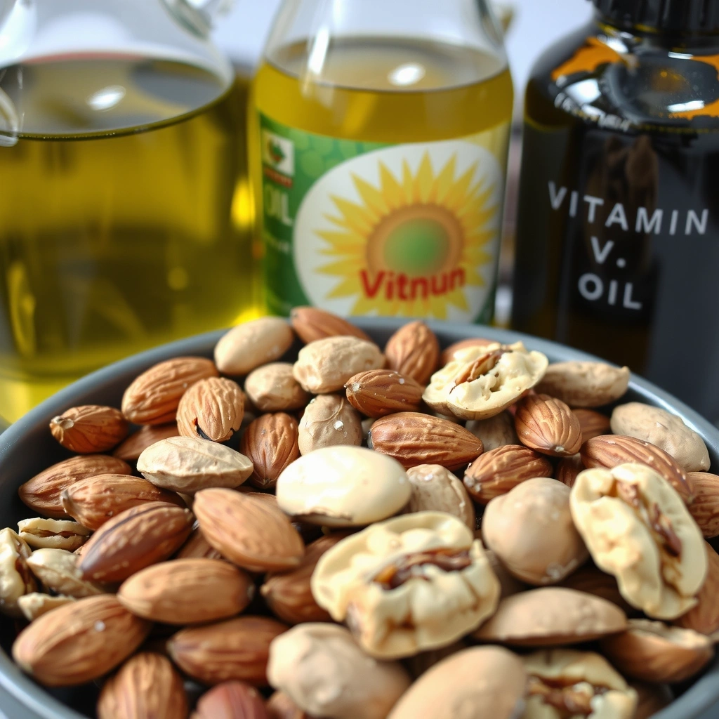 Nueces, semillas y aceites vegetales, fuentes de Vitamina E